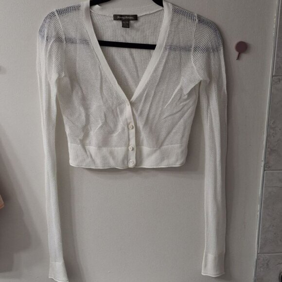 Tommy Bahama White Crop V-Neck Summer Knit Cardigan XS - Picture 2 of 6
